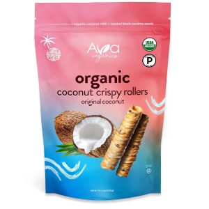 Ava Organics Coconut Crispy Rollers – 14.1 oz, Crunchy Organic Coconut Snack Rolls, Non-GMO, Gluten-Free, Vegan-Friendly