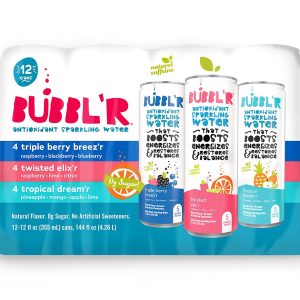 BUBBL'R Sparkling Water Variety Pack, 12 fl. oz. Cans, 12-Pack | Zero Sugar, Antioxidant Infused, Naturally Flavored