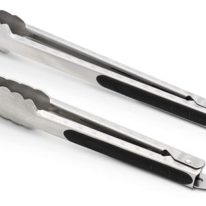 304 Stainless Steel Kitchen Cooking Tongs Set – 9” & 12” Heavy-Duty Grilling and BBQ Food Tongs with Locking Clip